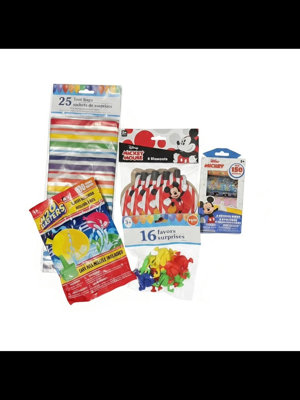 💥Disney Mickey Mouse Party Favor Kit with Multicolor Loot Bags and Toys